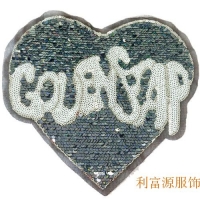 廣東刺繡廠家直銷服裝珠片亮片繡花章仔圓形卡通翻片珠片繡布貼